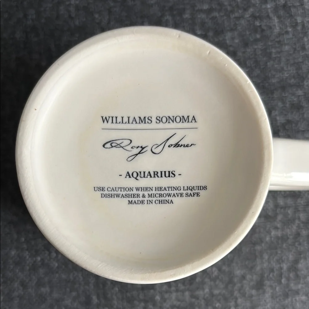 Williams Sonoma Aquarius Mug with Descriptive Words Inside Rim
